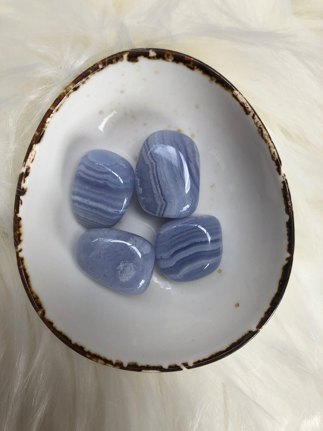 Blue lace agate tumbled