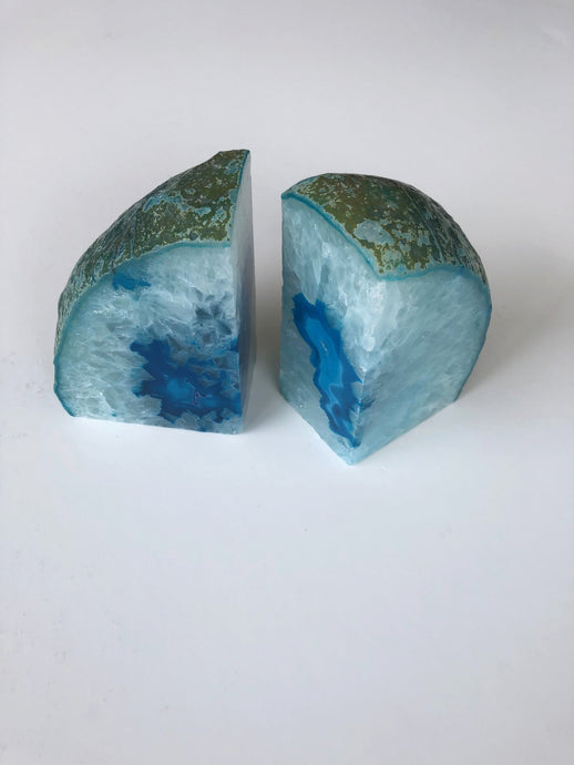 Blue Agate Bookends