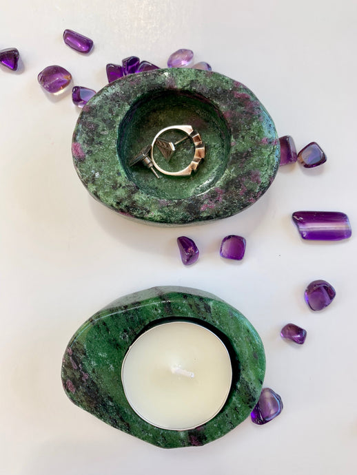 Ruby Zoisite Tea light Candle Holders